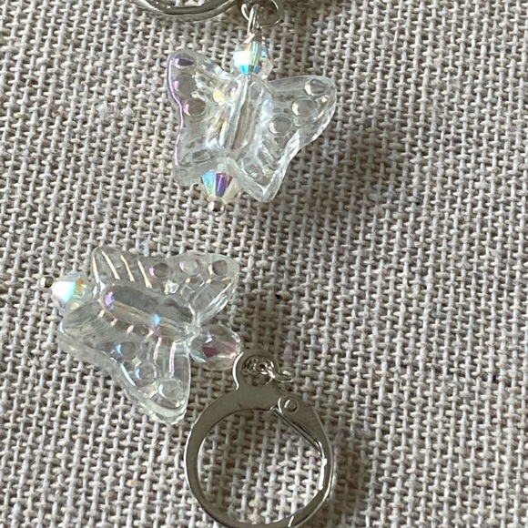 Glass Butterfly Drop Earrings with Swarovski Crystals by Laura Hansen Designs - Picture 2 of 4